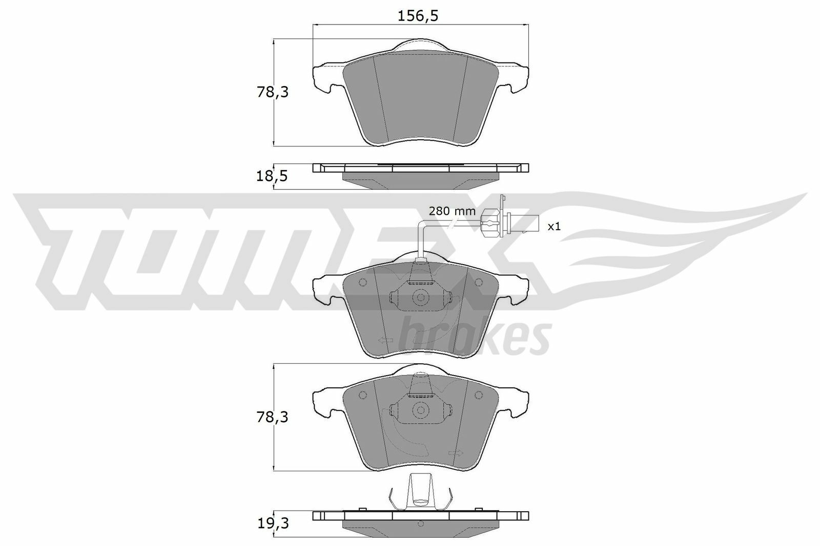 Sada brzdových platničiek kotúčovej brzdy TOMEX Brakes